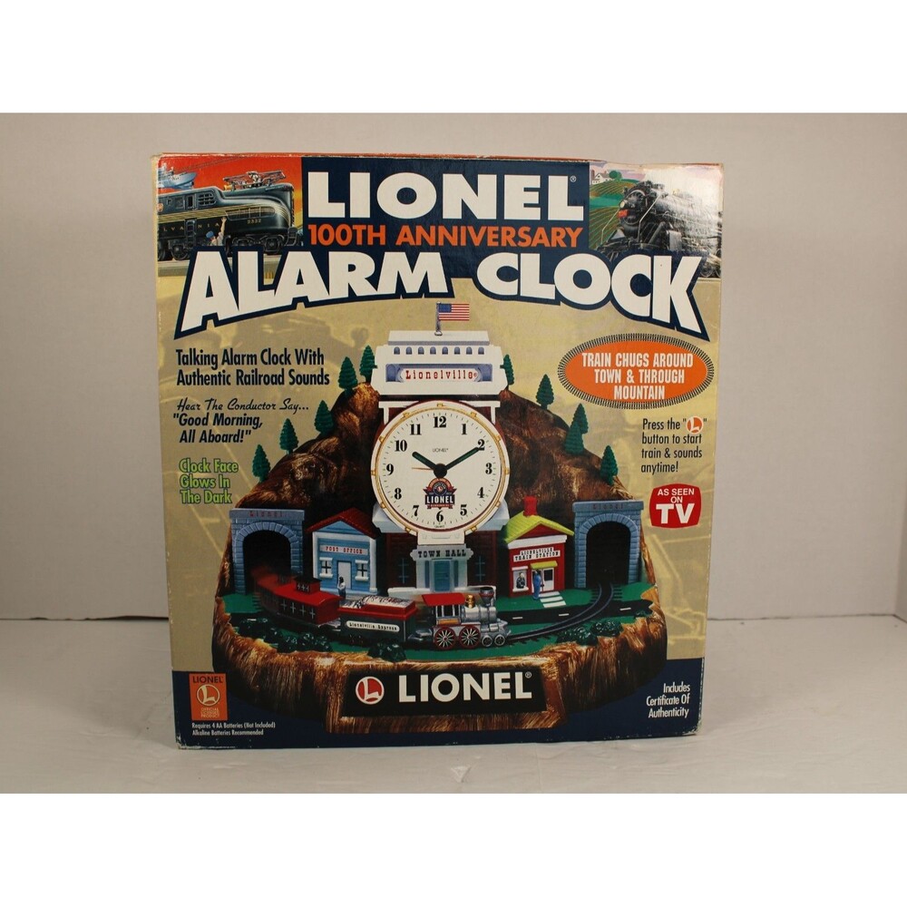 Lionel Trains 100th Anniversary Animated Alarm Clock Train Chugs Town AS IS VTG